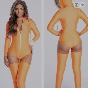 Orange Hooded Bodysuit with Fur Trim Kenny Southpark Costume